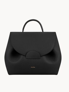 Polene Numéro Un Black Leather Top-Handle Bag